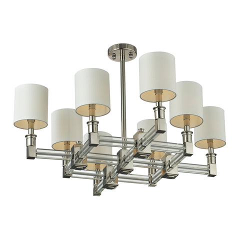 6Light Steel And Crystal Pendant In Nickel Finish With Shade