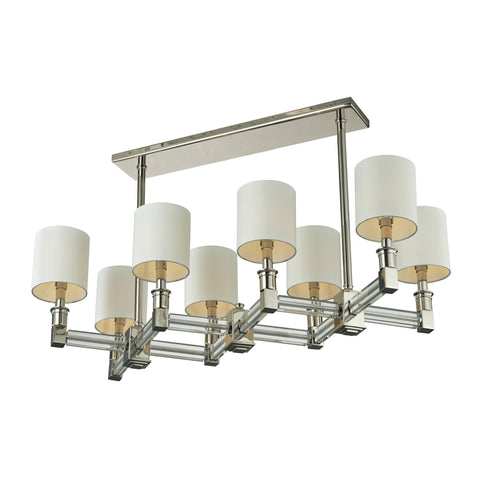 8Light Steel And Crystal Pendant In Nickel Finish With Shade
