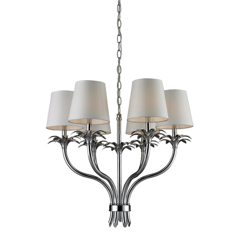 6Lgith Brass And Steel Chandelier With Shade