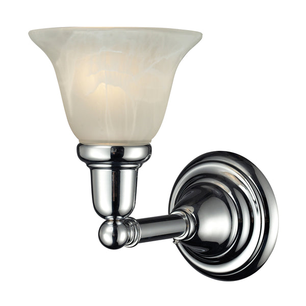 1Light Glass Bath Bar In Chrome Finish