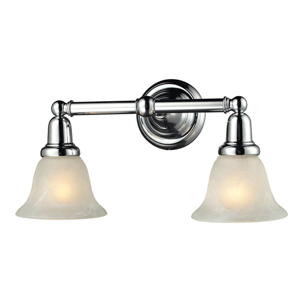 2Light Glass Bath Bar In Chrome Finish