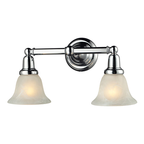 2Light Glass Bath Bar In Chrome Finish