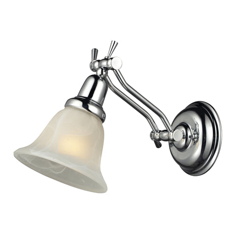 1Light Glass Bath Bar In Chrome Finish