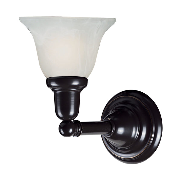 1Light Glass Bath Bar In Oil Rubbed Bronze