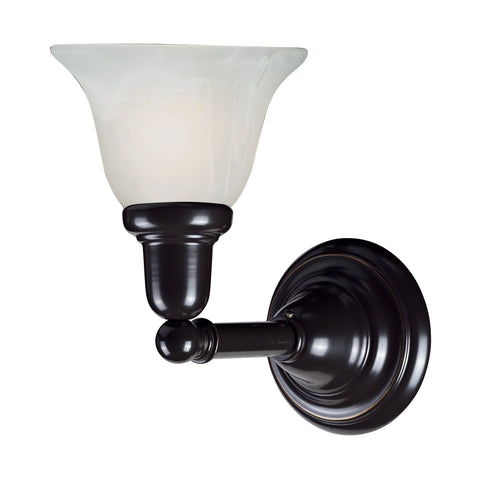 1Light Glass Bath Bar In Oil Rubbed Bronze