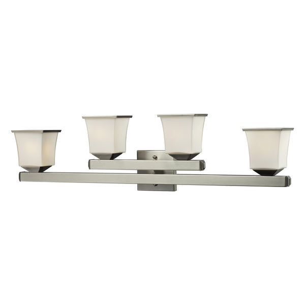 4Light Glass Bath Bar In Satin Nickel Finish
