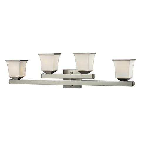 4Light Glass Bath Bar In Satin Nickel Finish