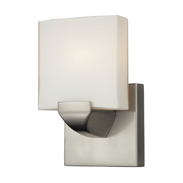 1Light Zinc And Glass Bath Bar In Satin Nickel Finish