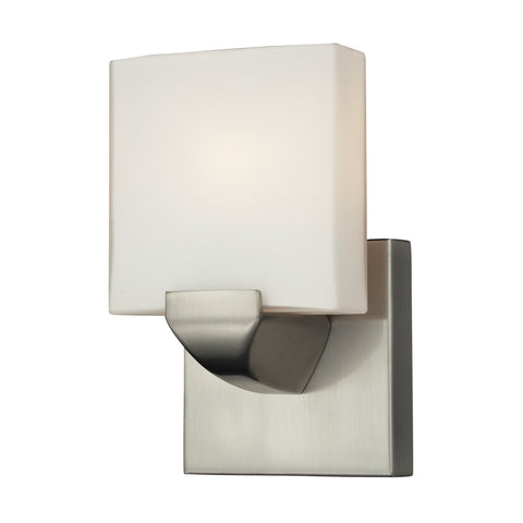 1Light Zinc And Glass Bath Bar In Satin Nickel Finish