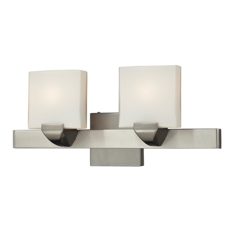 2Light Zinc And Glass Bath Bar In Satin Nickel Finish