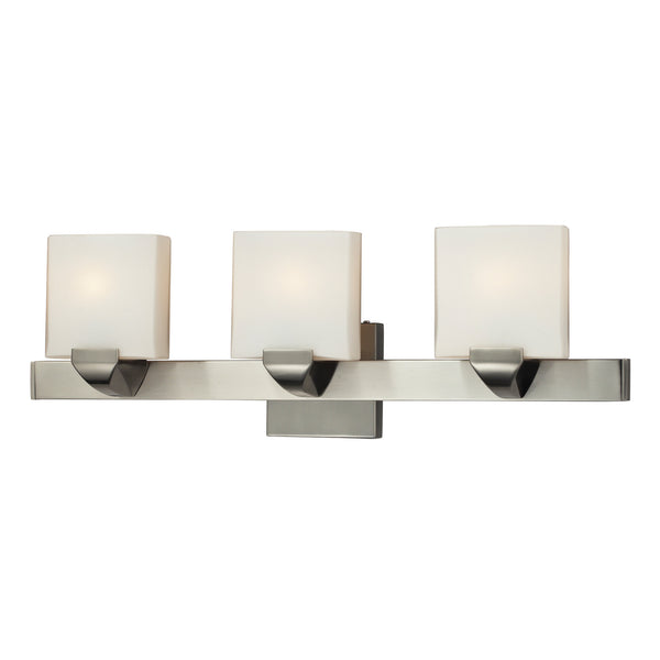 3Light Zinc And Glass Bath Bar In Satin Nickel Finish