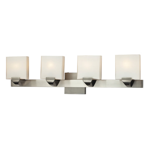 4Light Zinc And Glass Bath Bar In Satin Nickel Finish