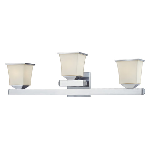 3Light Glass Bath Bar In Chrome Finish