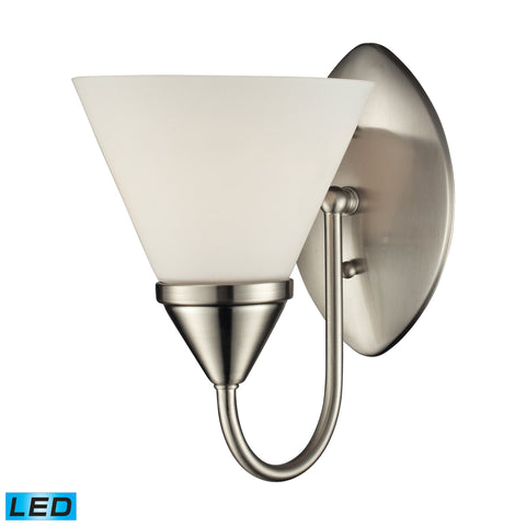 1Light Glass Bath Bar In Satin Nickel Finish - LED Offering Up To 800 Lumens (60 Watt Equivalent) With Full Range Dimming. Includes An Easily Replaceable LED Bulb (120V).