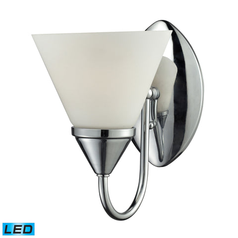 1Light Glass Bath Bar In Chrome Finish - LED Offering Up To 800 Lumens (60 Watt Equivalent) With Full Range Dimming. Includes An Easily Replaceable LED Bulb (120V).