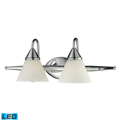 2Light Glass Bath Bar In Chrome Finish - LED, 800 Lumens (1600 Lumens Total) With Full Scale Dimming Range, 60 Watt (120 Watt Total)Equivalent , 120V Replaceable LED Bulb Included