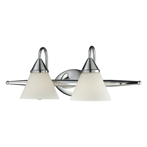 2Light Glass Bath Bar In Chrome Finish