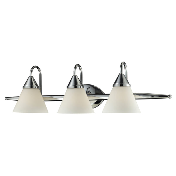 3Light Glass Bath Bar In Chrome Finish