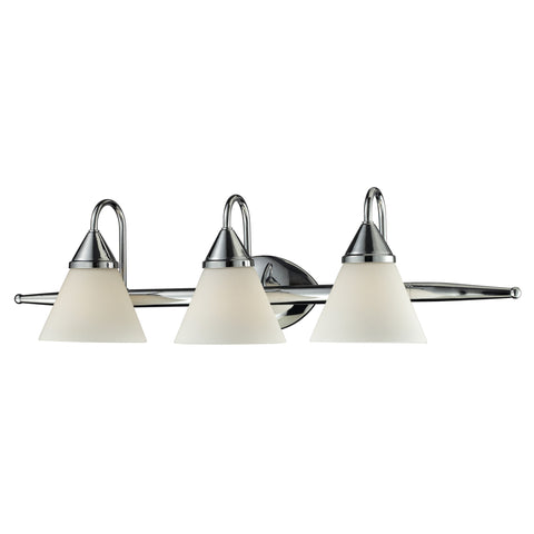 3Light Glass Bath Bar In Chrome Finish