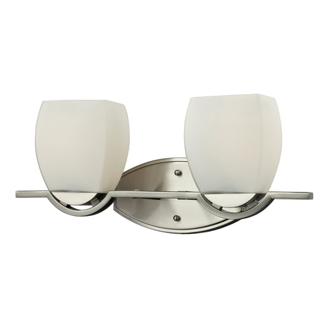 2Light Glass Bath Bar In Satin Nickel Finish