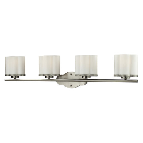 4Light Glass Bath Bar In Satin Nickel Finish