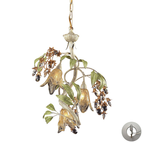 3 Light Chandelier In Seashell And Amber Glass Includes An Adapter Kit To Allow For Easy Conversion Of A Recessed Light To A Chandelier