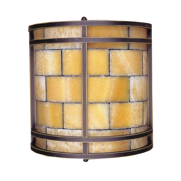 2 Light Wall Bracket In Dark Antique Brass And Quartz Mosaic Stone