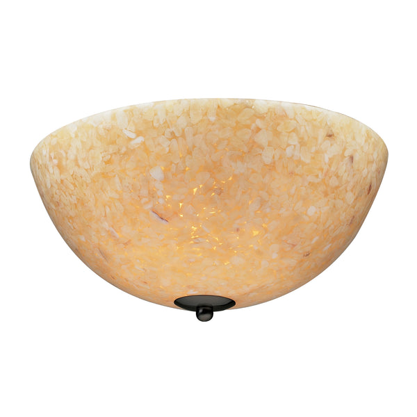 2 Light Semi Flush In Dark Rust And Amber Stone