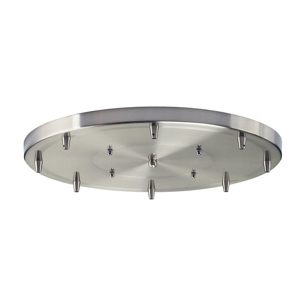 8 Light Round Pan In Satin Nickel