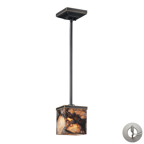 1 Light Pendant In Antique Brass And Veined Stone Includes An Adapter Kit To Allow For Easy Conversion Of A Recessed Light To A Pendant