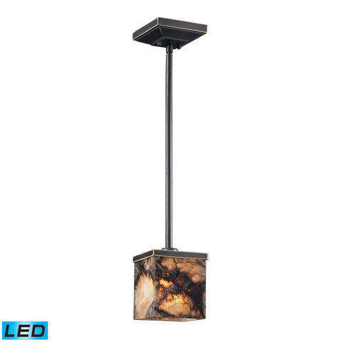 1 Light Pendant In Antique Brass And Veined Stone - LED Offering Up To 800 Lumens (60 Watt Equivalent) With Full Range Dimming. Includes An Easily Replaceable LED Bulb (120V).