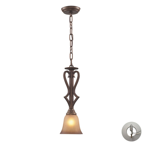 1 Light Pendant In Mocha And Antique Amber Glass Includes An Adapter Kit To Allow For Easy Conversion Of A Recessed Light To A Pendant