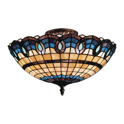 Victorian Ribbon 3-Light Semi Flush In Classic Bronze