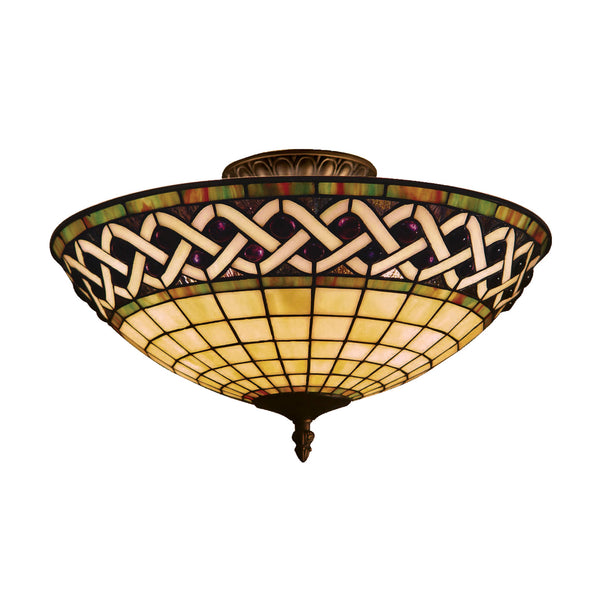 Angel Wing 3-Light Semi Flush In Classic Bronze