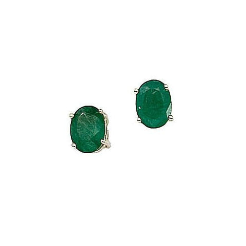 14kt Yellow Gold Oval Emerald Stud Earrings 1.50ct TW