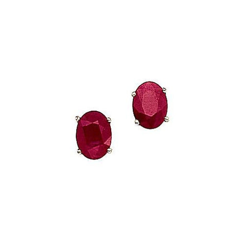 14kt Yellow Gold Oval Ruby Stud Earrings 1.50ct TW