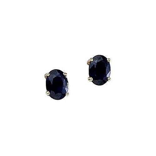 14kt Yellow Gold Oval Blue Sapphire Stud Earrings 1.50ct TW