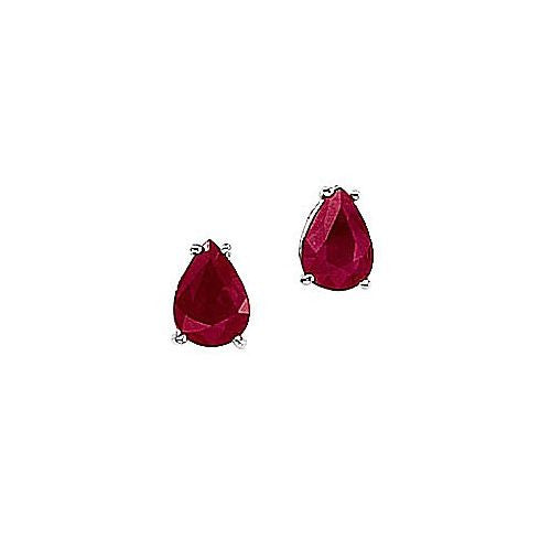 14kt White Gold Pearshape Ruby Earrings 1.50ct TW