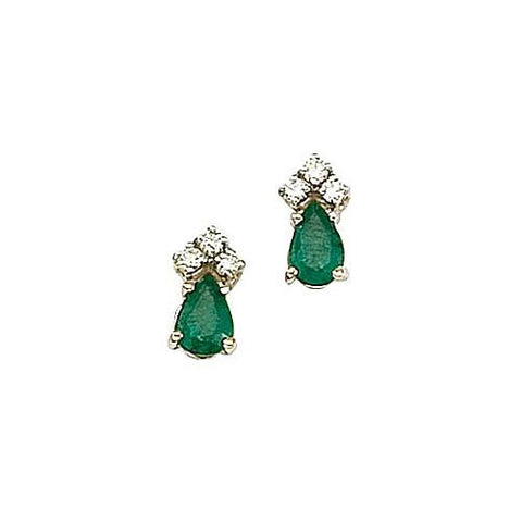 14kt Gold, Emerald and Diamond Earrings 0.85ct TW