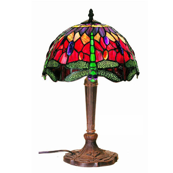 Tiffany-style Purple/Red Dragonfly Lamp