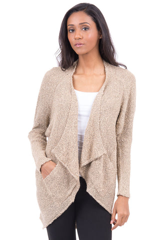Waterfall Front Cardigan with Pockets-White -Medium - UK (12-14)