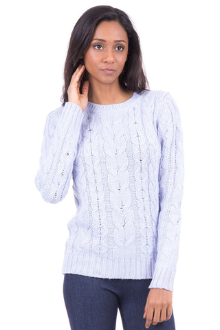 Cable Design Knitted Jumper-Grey-UK 14 - EU 42