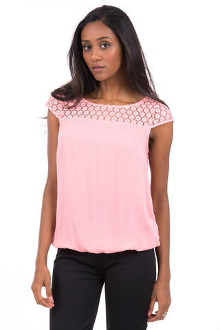 Bubble Hem Coral Baggy Top Ex Branded Available in Plus Sizes-Coral-UK 12 - EU 40