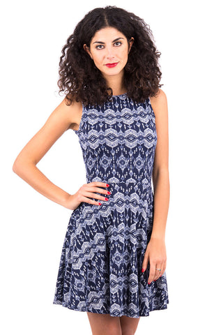 Tribal Skater Dress-Navy-UK 10 - EU 38