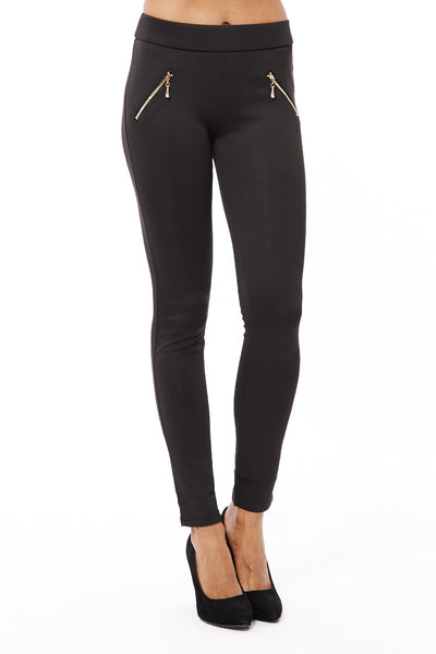 Black Trousers With Zip Detail-Black-Small - UK (8-10)