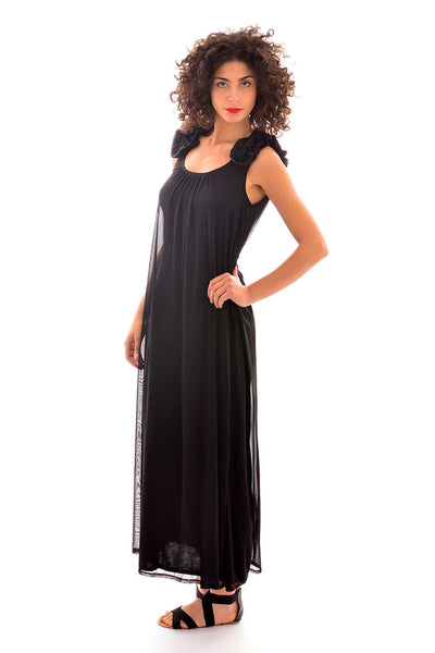 Black Floor Length Chiffon Dress