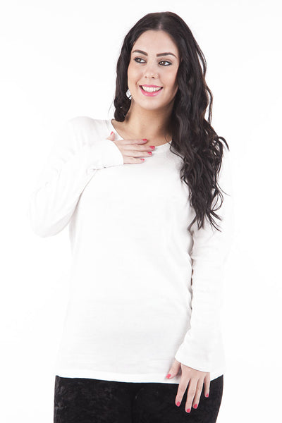 White Cotton T-Shirt Top-White -UK 30/32 - EU 58/60