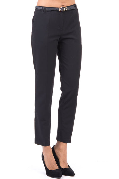 Black Tailored Ankle Length Trousers-Black-UK 6 - EU 34