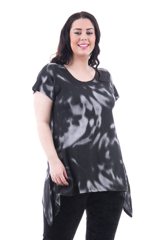 Black and Grey Side Dipped Hem Tunic Available in Plus Sizes-Black/Grey-UK 22/24 - EU 50/52
