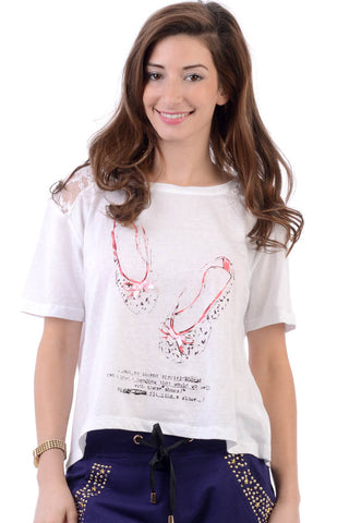 Ballerina Shoes Print Cropped Top